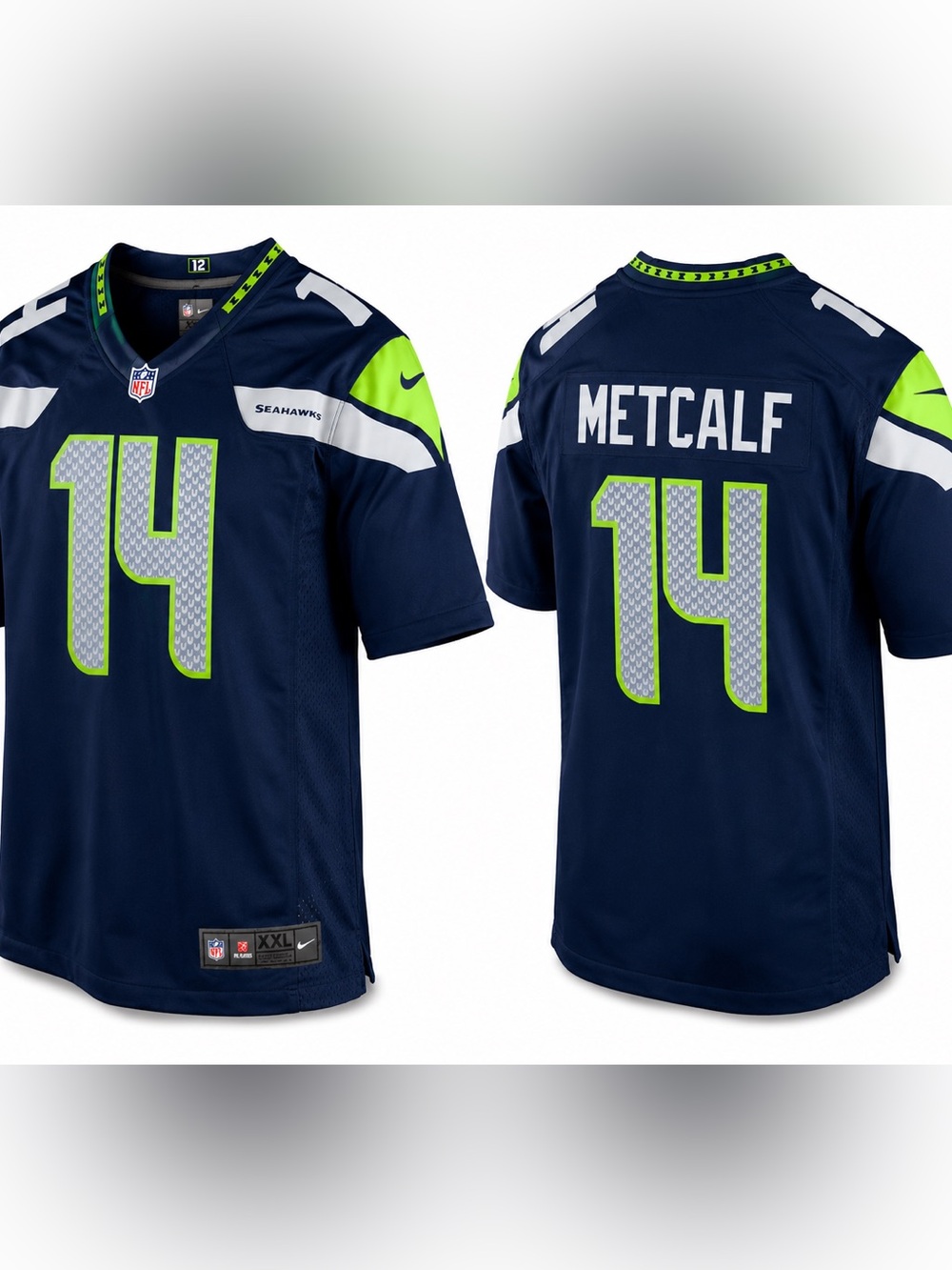 Seattle Seahawks #14 Metcalf Navy Nike NFL Jersey Size 2XL
